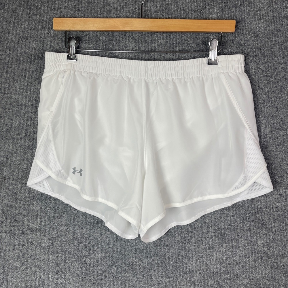 NEW Under Armour Fly By 3" Shorts  XL White Running Athletic Mesh Liner